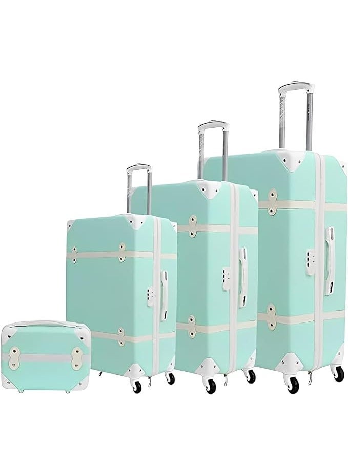 4-Piece Hardshell Luggage Set with Spinner Wheels and Beauty Case Lightweight Travel Trolley Bags Green - Image 1